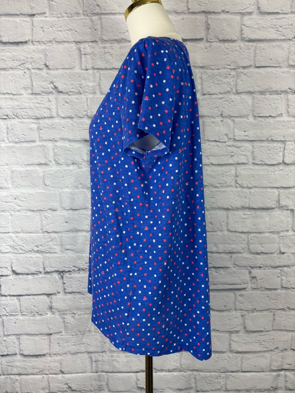 Lilly Pulitzer Etta V-neck Top Borealis Blue Lilly Squared print size L - Picture 6 of 8